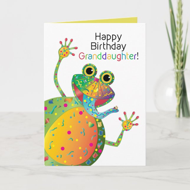 Birthday, Granddaughter, Frog, Kaleidoscope Group Card (Front)