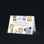 Birthday Granddaughter Fun Animal Cartoons Holiday Card<br><div class="desc">Cute Watercolor Animals for your special Grandson who has turned your world upside down with happiness</div>