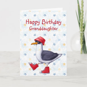 Birthday Granddaughter Fun Cute Seagull Bird Card