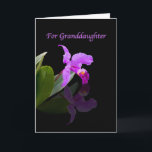 Birthday, Granddaughter, Orchid Reflected on Black Card<br><div class="desc">This lovely orchid makes a splendid birthday greeting card.  Feel free to change the inside verse to suit your needs.</div>