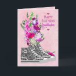 Birthday, Granddaughter, Sneakers black/White Card<br><div class="desc">Feminine greeting any teen girl would love.  See assortment of ages and false invitations for 13th and sweet sixteenth parties.</div>