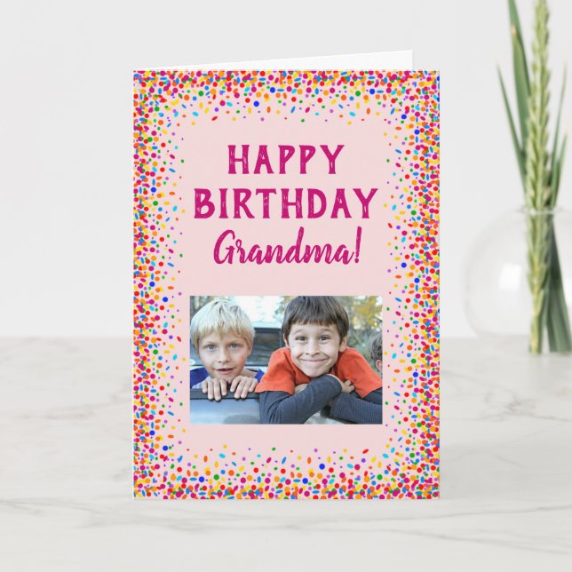 Birthday Grandma Fun Colorful Photo Card (Front)