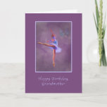 Birthday, Grandmother, Ballerina in Arabesque Card<br><div class="desc">A little ballerina in a colorful costume of blue and light purple strikes an arabesque position on this birthday card for a grandmother. The background is various muted shades of purple and the card has a wide purple border. A colorful butterfly hovers in the top right of the image. The...</div>