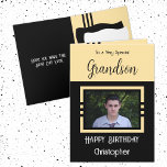 Birthday Grandson add photo name yellow black Card<br><div class="desc">To a very special grandson.
Happy birthday.
Add a name and a photo.
Yellow and black.</div>