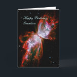 Birthday Grandson - Butterfly Nebula in Scorpius Card<br><div class="desc">NGC 6302 is more popularly called the Bug Nebula or the Butterfly Nebula. It lies within our Milky Way galaxy, roughly 3800 light-years away in the constellation of Scorpius. The central dying star cannot be seen, because it's hidden within a doughnut-shaped ring of dust, which appears as a dark band...</div>
