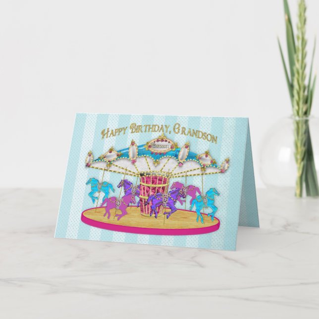 Birthday - Grandson - Carousel Card (Front)