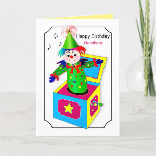 Birthday Grandson Jack in the Box Colourful Card