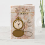 Birthday Grandson Pocket Watch and Chain  Card<br><div class="desc">See many other categories with the same and/or similar image including jumbo greetings and invitations.</div>