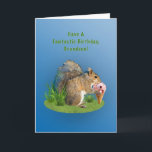 Birthday, Grandson, Squirrel With Ice Cream Cone Card<br><div class="desc">A brown squirrel eating a strawberry ice cream cone gives a humourous slant to this birthday card. The inside verse is a text template and is easily changed or deleted. The ice cream cone is the work of ZaZa Scrap and Tubes at Digital Scrap Designs and the clumps of grass...</div>