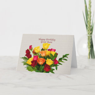 Birthday, Great Aunt, Rose Bouquet Card