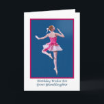 Birthday, Great Granddaughter, Ballerina on Blue Card<br><div class="desc">The lovely little ballerina strikes a pose in her pink and white costume on background of blue. She is wearing white gloves and has a white ribbon in her hair. Her back is turned to the audience. It makes a great ballet themed image on this colourful birthday greeting card for...</div>