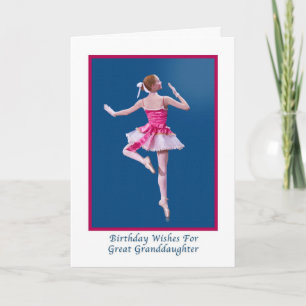 Birthday, Great Granddaughter, Ballerina on Blue Card