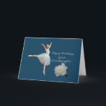 Birthday, Great Granddaughter, Ballerina on Blue Card<br><div class="desc">This little ballerina seems to be flying through the air on a background of deep blue. A white peony completes the image on this birthday card. Feel free to change the inside verse to suit your needs.</div>