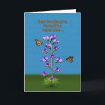 Birthday, Great Granddaughter, Sweet Peas Card<br><div class="desc">A fantasy image highlighted by purple sweet pea flowers with little faces watching two hovering monarch butterflies makes a colourful and whimsical birthday card.  Customise by changing the inside verse to anything you want.</div>