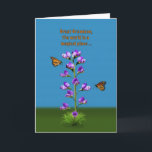 Birthday, Great Grandson, Flowers and Butterflies Card<br><div class="desc">A fantasy image highlighted by purple sweet pea flowers with little faces watching two hovering monarch butterflies makes a colorful and whimsical birthday card.  Customize by changing the inside verse to anything you want.</div>