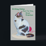 Birthday, Great Grandson, Green-Eyed Cat Card<br><div class="desc">A green-yed cat and a ball of spun help you celebrate the anniversary special. Feel free to change the inside verse to suit your needs.</div>