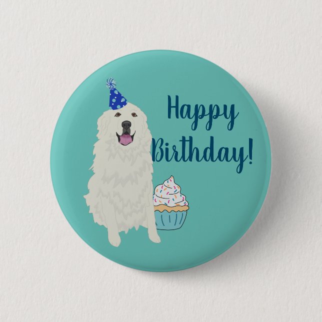 Birthday Great Pyrenees Mountain Dog 6 Cm Round Badge (Front)
