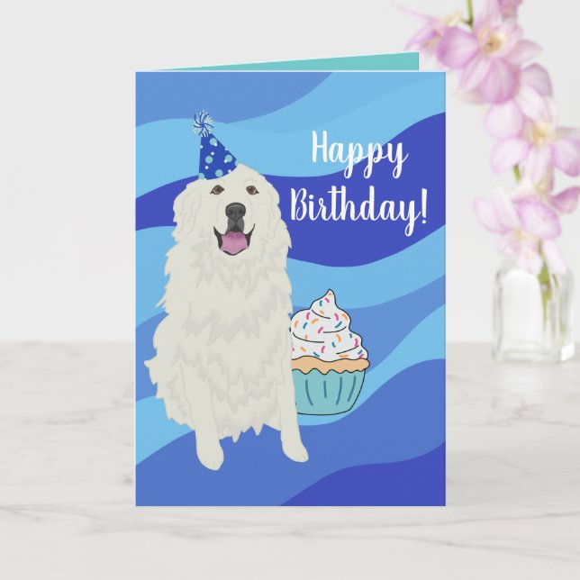 Birthday Great Pyrenees Mountain Dog Card (Orchid)