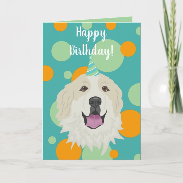 Birthday Great Pyrenees Mountain Dog Card (Front)
