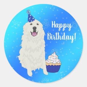 Birthday Great Pyrenees Mountain Dog Classic Round Classic Round Sticker