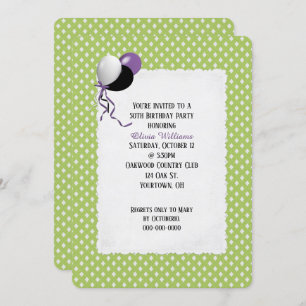 birthday green and white pattern invitation