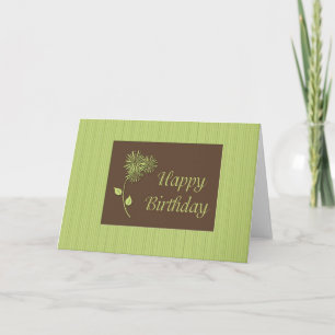 Birthday Green Brown Floral Card