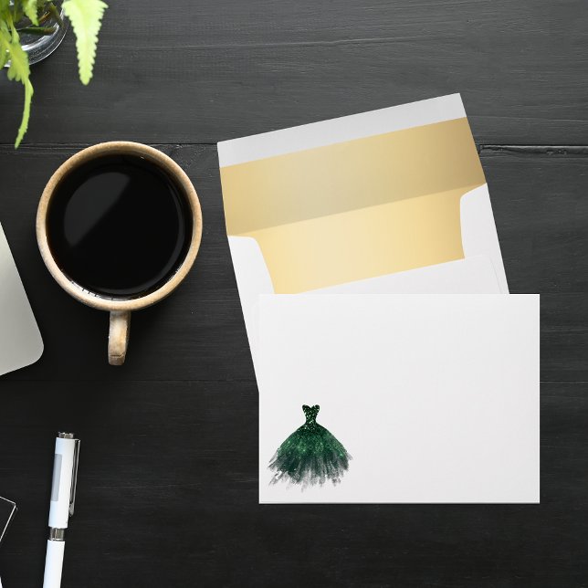 Birthday green dress return address envelope (Creator Uploaded)