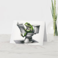 Birthday Green Frog Reading a Newspaper