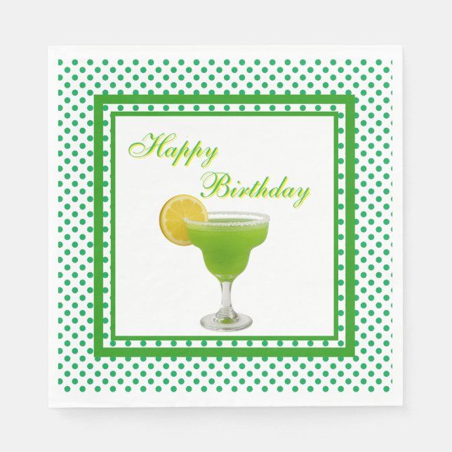 Birthday Green Margarita  Napkin (Front)