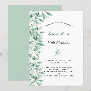 Birthday greenery botanical floral modern chic invitation