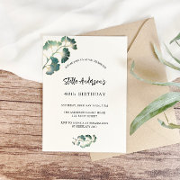 Birthday greenery white script elegant luxury