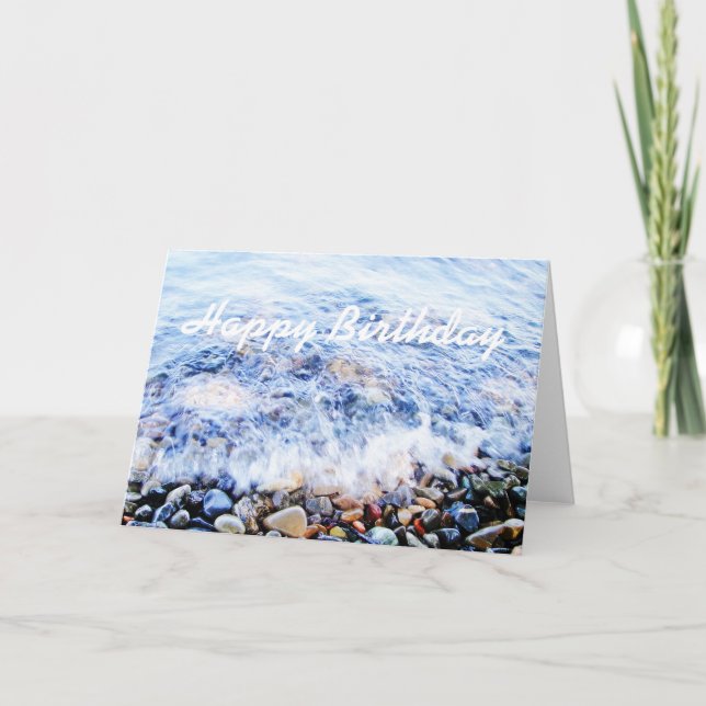 Birthday greeting card blue wave (Front)