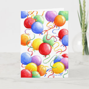 Birthday Greeting Card Colourful Balloons