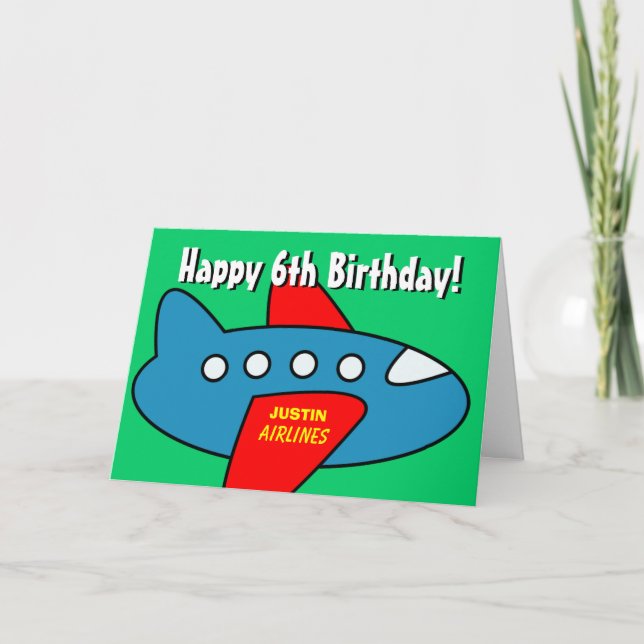 Birthday greeting card for boys | Toy aeroplane (Front)