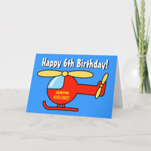 Birthday greeting card for boys Toy helicopter