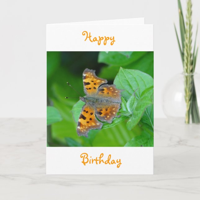 Birthday greeting card orange butterfly (Front)