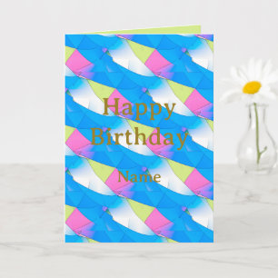 Birthday Greeting Elegant Curvy Lines Abstract Art Card