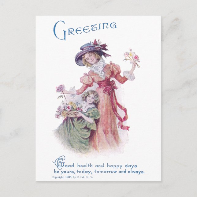 Birthday Greeting from Woman & Girl Postcard (Front)