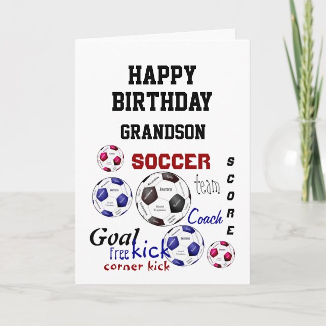Birthday Greeting Grandson Soccer Fan Fun Card (Front)