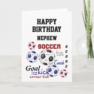 Birthday Greeting Nephew Soccer Fan Fun Card