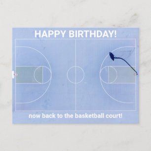 Birthday greeting postcard:  back to court postcard