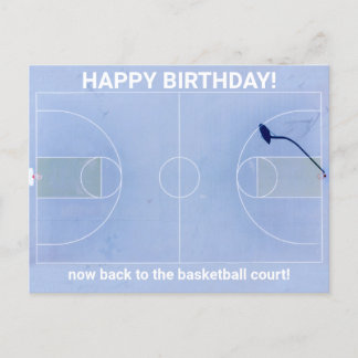 Birthday greeting postcard:  back to court postcard