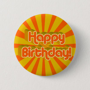 Birthday Greeting Retro style 6 Cm Round Badge