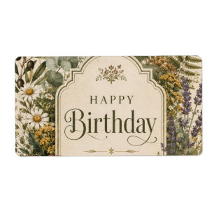 Birthday Greeting with Wildflowers ,Olive Branches