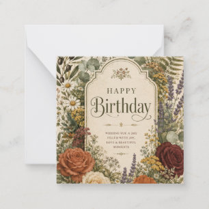 Birthday Greeting with Wildflowers ,Olive Branches Card