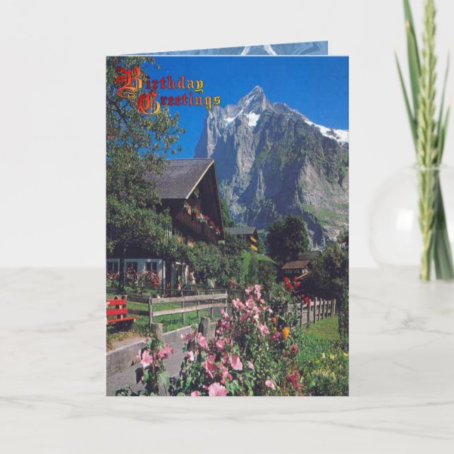 Birthday Greetings - Among the mountains Card (Front)