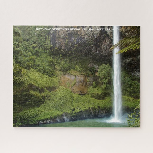 Birthday Greetings Bridal Veil Fall New Zealand Jigsaw Puzzle (Horizontal)