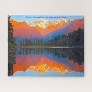 Birthday Greetings from Lake Matheson New Zealand Jigsaw Puzzle