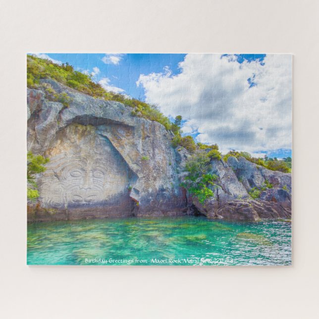 Birthday Greetings from  Maori Rock Mural Jigsaw Puzzle (Horizontal)
