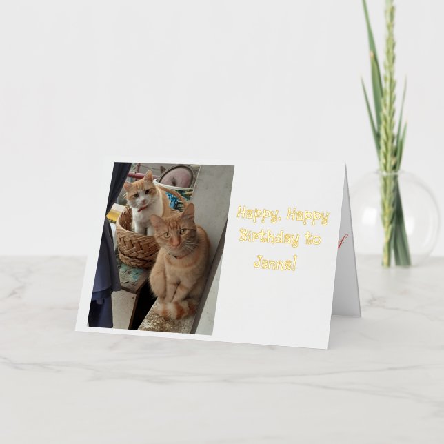 Birthday Greetings  Ginger Cats Foil Greeting Card (Front)